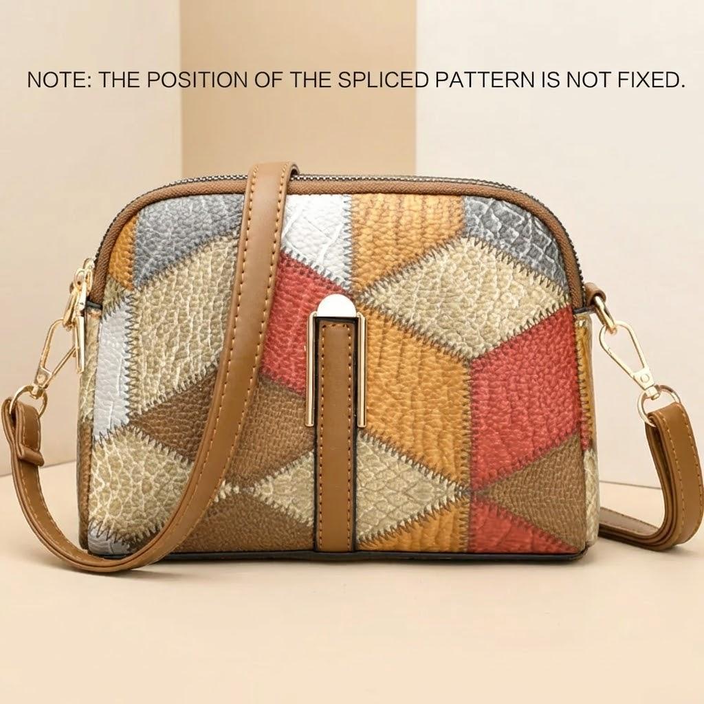

Stylish Color Block PU Leather Crossbody Bag Adjustable Strap Double Zipper Inner Phone Pocket Compartment