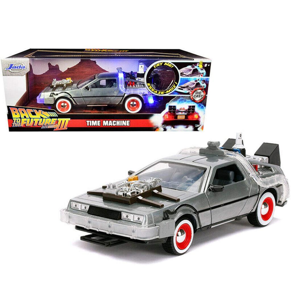 Back to the Future Part III Jada Toys Metals 1/24 Scale Diecast Car Time Machine Delorean with Light-Up