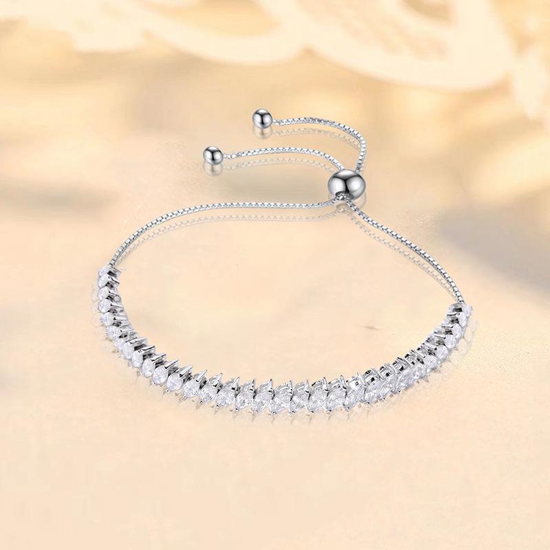 European and American adjustable zircon bracelet single row prismatic stone versatile fashion bracelet simple design jewelry