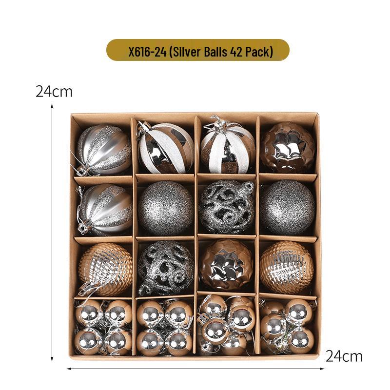 42pcs Electroplated Shiny Christmas Tree Baubles - Creative Hanging Ornaments for Festive Decoration