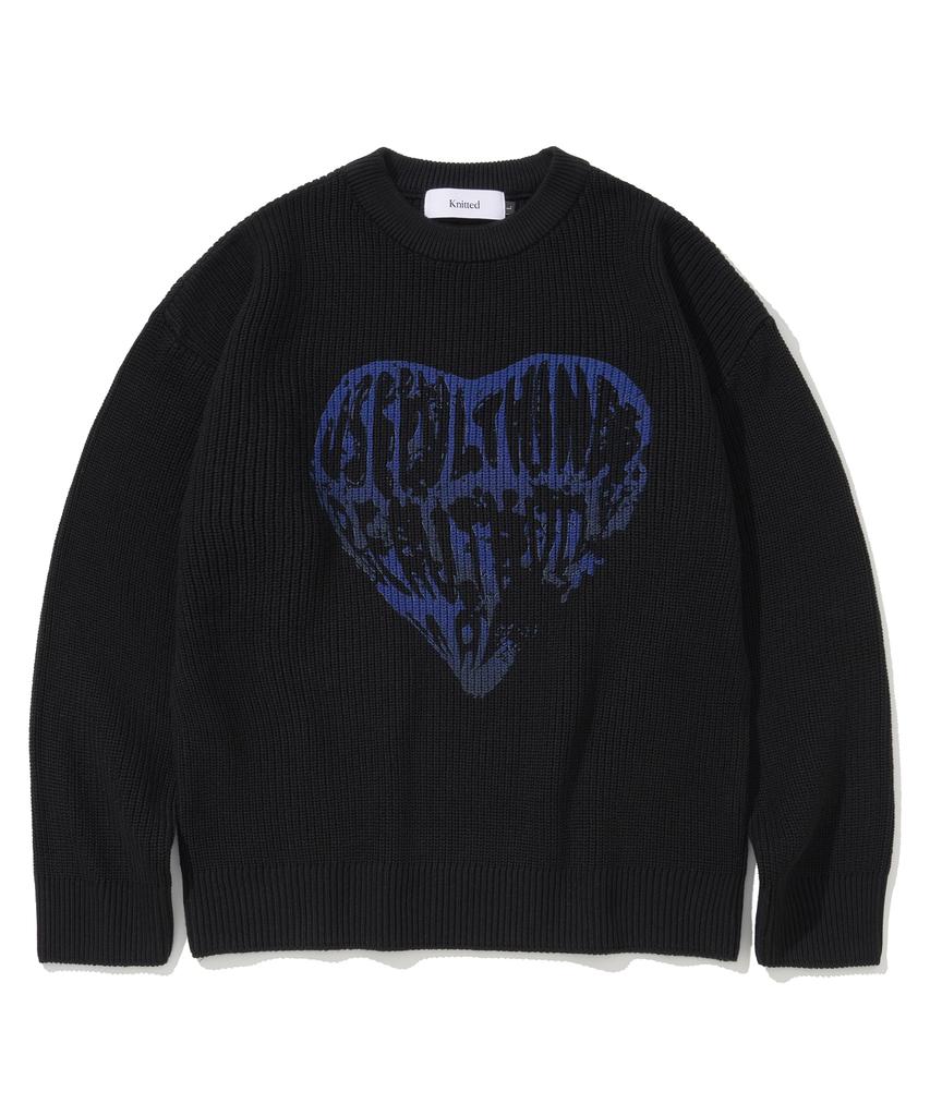 KNITTED Vintage Heart Round Knit Black
