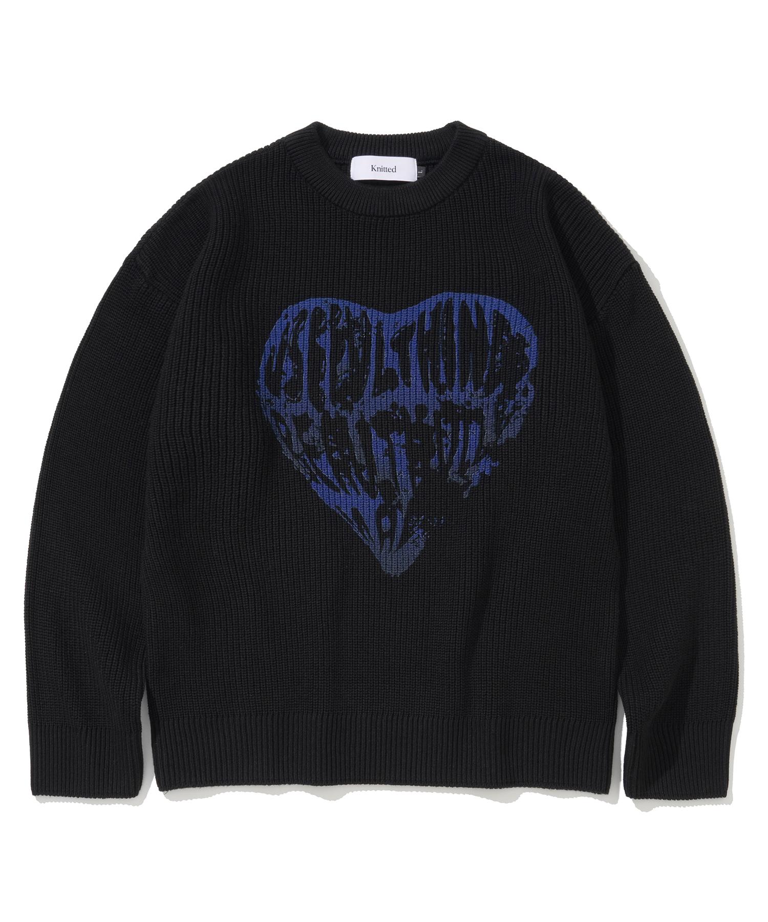 Nitied Vintage Heart Round Knit Black M