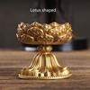 Flower Candle Holder Brass Butter Lamp Buddhist Temple Candlestick Base Religious Candle Cup Desktop Antique Decoration