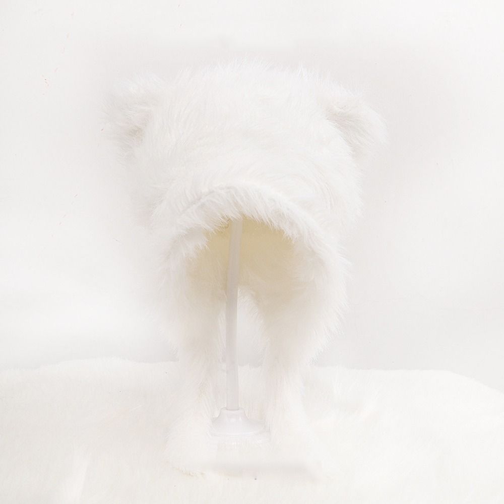 Solid Color Beanies Cap Windproof Women Earmuffs Cap Cute Winter Bear Ears Hat