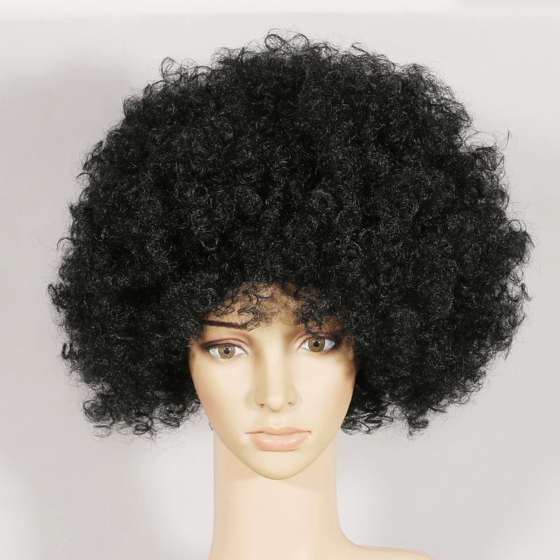

80s Round Curly Wig Clown Headdress Cosplay Kids Adult Exploding Hat Children s Day Party Accessories Party Hat Decoration чёрный