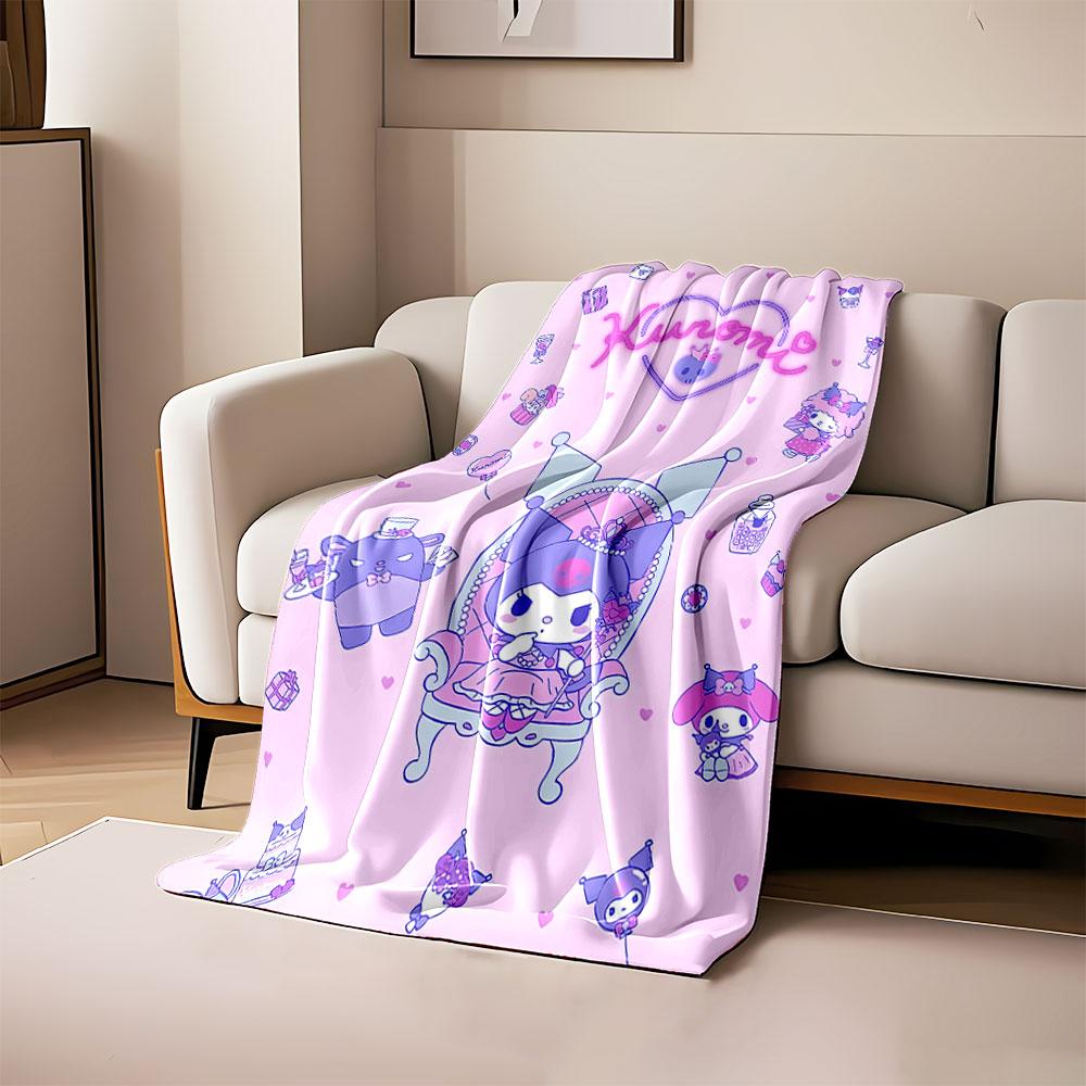 

A cute Kuromi theme with hearts, desserts, gifts, and a pink-purple palette. for all seasons blanket lunch break throw gift 80cm x 120cm