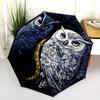 Two Owls  pattern, automatic folding umbrella, portable and foldable design, 8 ribs, a Christmas or birthday gift.
