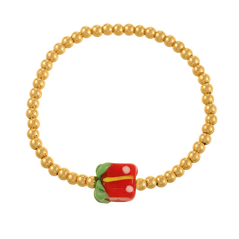 Festive Gingerbread Man Beaded Bracelet: Unique, Colorful Design for Women - Perfect Autumn/Winter Layered Best Friend Gift