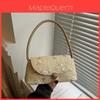 Straw Woven Single Shoulder Bag With Floral Embroidery Design For Casual Street Style Women