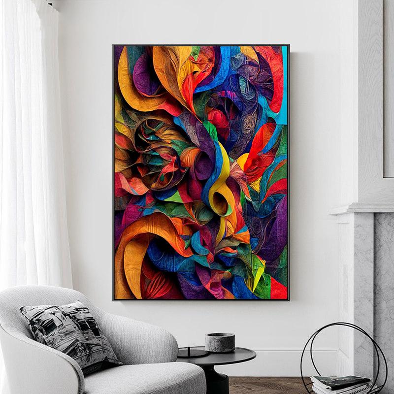 Samtida Abstrakt Väggkonst Canvas Tryck Poster Modern Färgglad Ljus Stark Bild för Vardagsrum Heminredning Cuadros