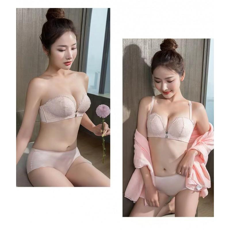 Womens Push Up Strapless Bra Invisible Backless Bandeau With Front
