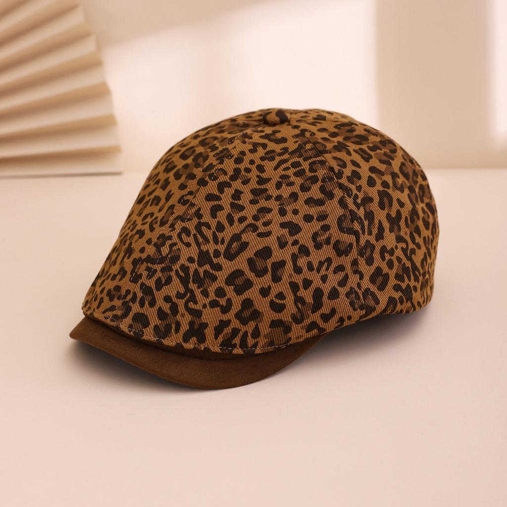 New Niche Leopard Print Front Cap, Retro British Style, Versatile Newsboy Cap, Fashionable Hot Girl Style Baseball Cap