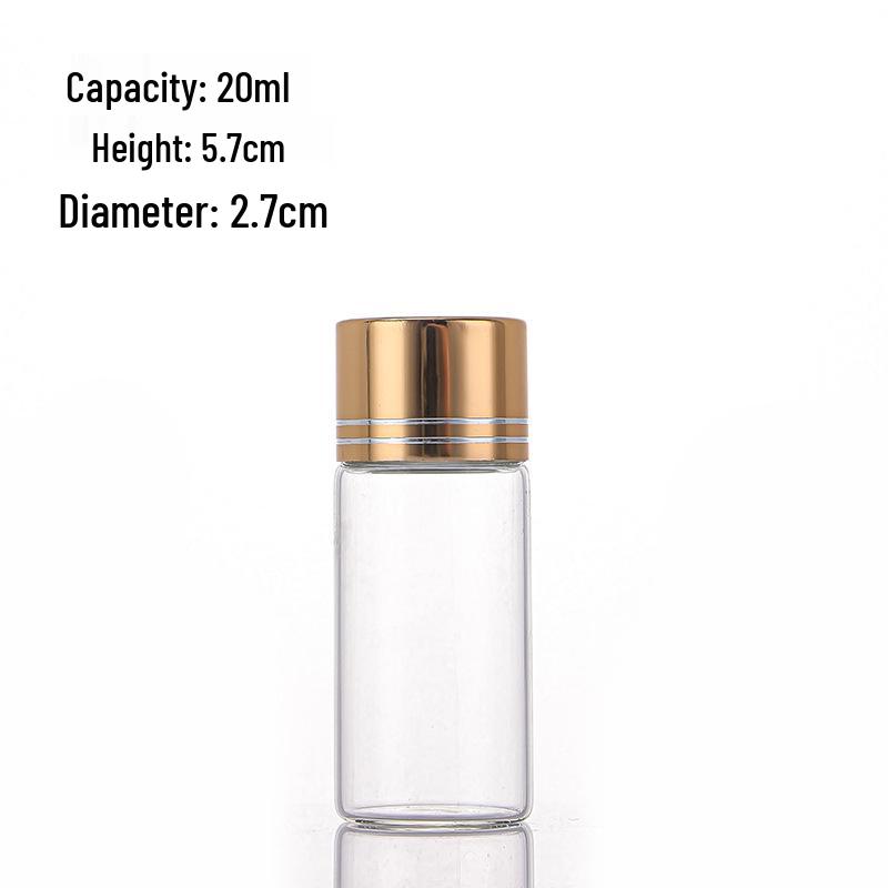 Gold Line 27mm Screw Cap Glass Vial - Sealed Saffron Storage Bottle with Aluminum Cap