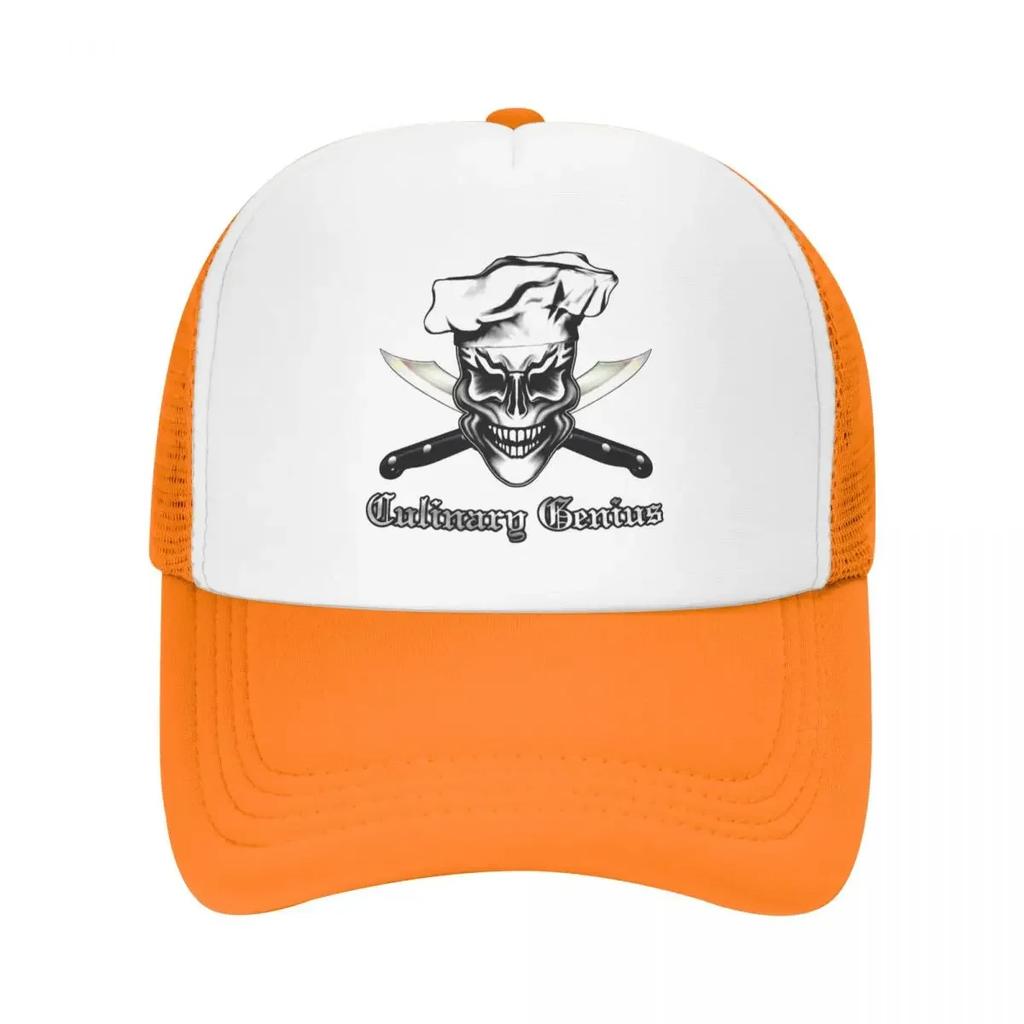 Personalized Culinary Genius Skull Chef Trucker Hat for Unisex Women Adjustable Unisex Cooking Pirate Baseball Cap Outdoor Dad Hat