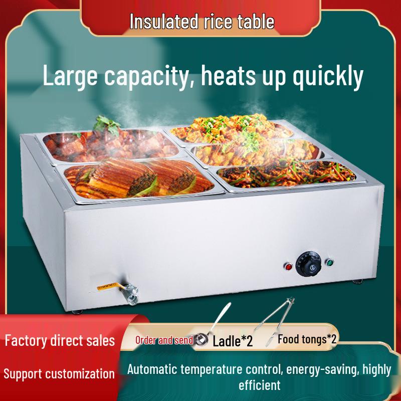 Stainless Steel Electric Food Warming Table - Multi-Functional Countertop Heater for Soups & Dishes.