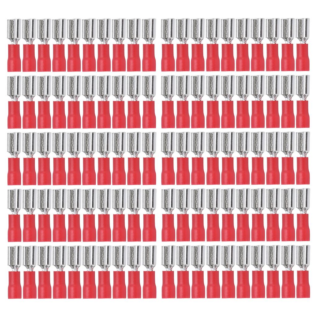 100Pcs Insulated Spade Wire Connector Copper PVC Electrical Crimp Terminal for Household