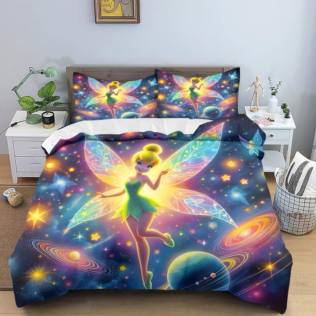 Tinker Bell Duvet Cover Cartoon Digital Printing Home Pillowcase Set Adult Bedroom Children Comforter Bedding