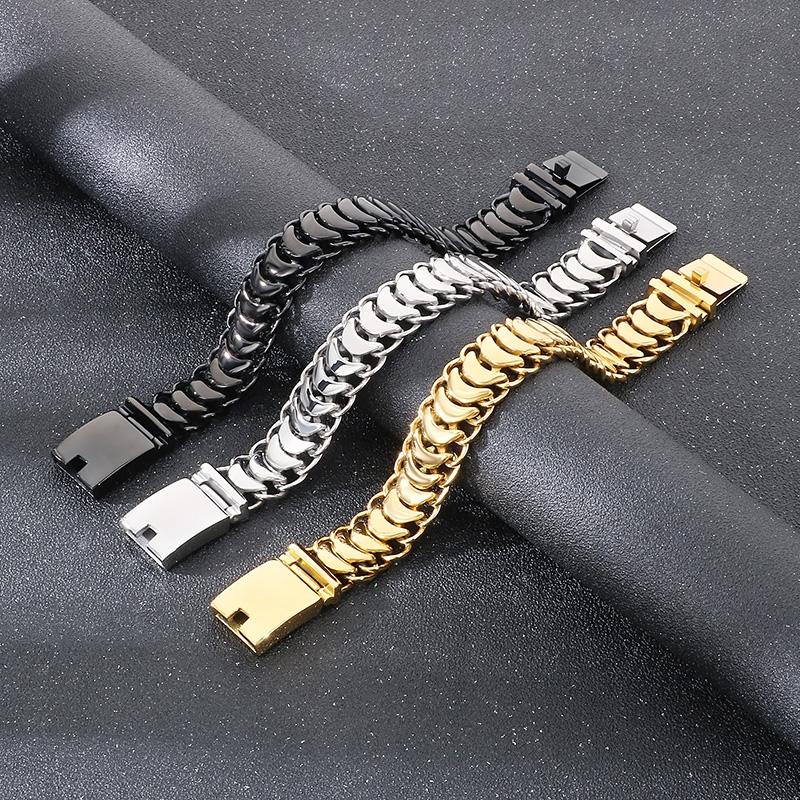 Kalen New High Polished Shiny Bracelets 19/20/22cm Stainless Steel Bike Link Chain Bike Chain Bracelets Fashion Male Accessories