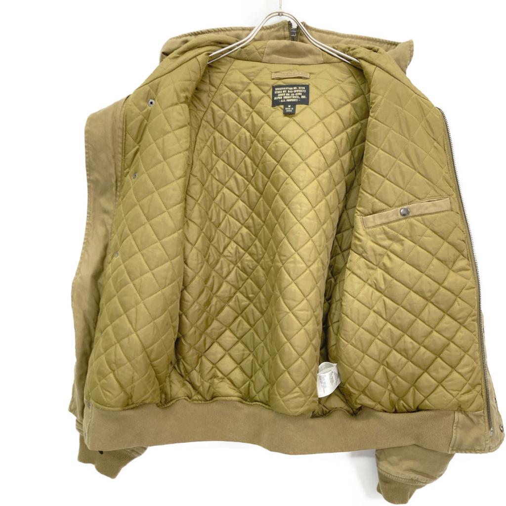 ALPHA INDUSTRIES 849-38919372 Brown quilted hooded jacket Jacket M BrownUsed