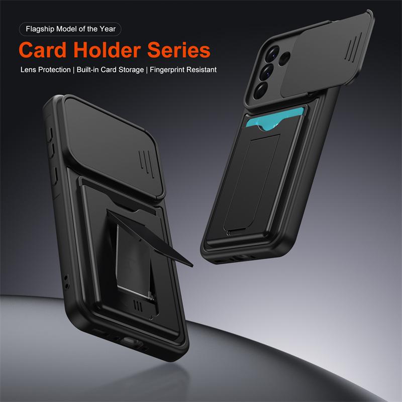 Lens Protection Kickstand Case For Samsung Galaxy A57 A37 A27 A17 5G A56 A36 A26 Protective Cover Card Slot Wallet Capa Fundas