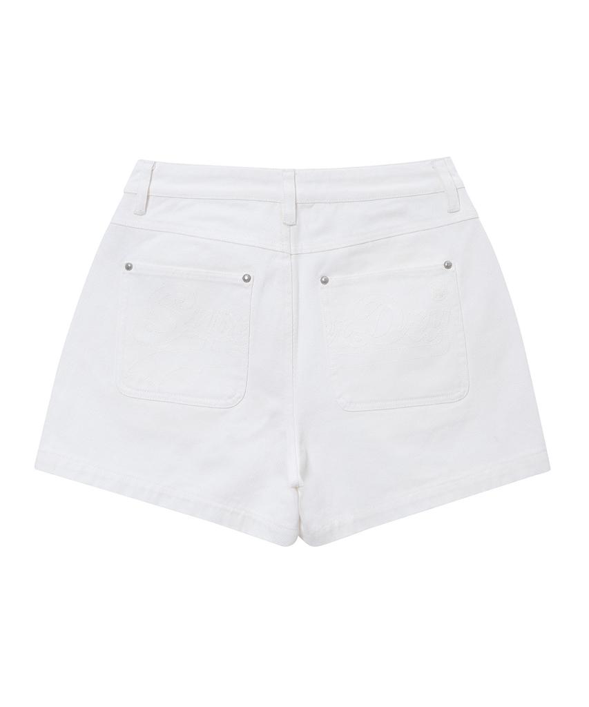 Syupeodeulai Women'S Logo Stitch Shorts Off-White Sdfltcq55Owh