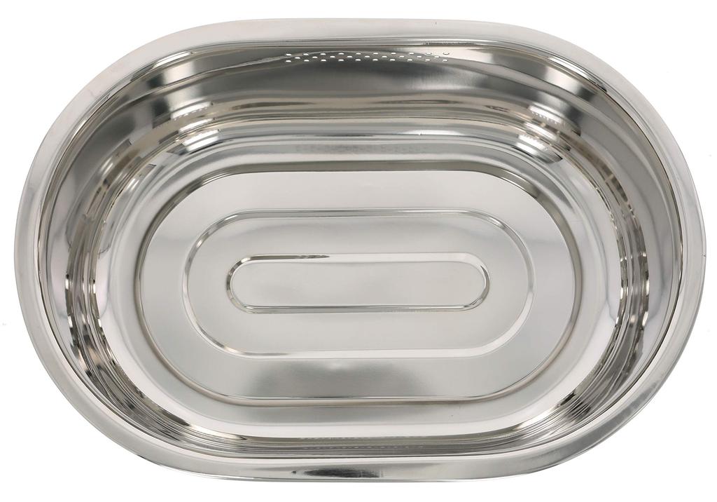 Takagi Stainless Steel Oval Washing Tub with Drain Corrosion Resistant and For Washing with Kitchen Sink Hole, Silver, Tub, Hygienic, Water, Soaking,