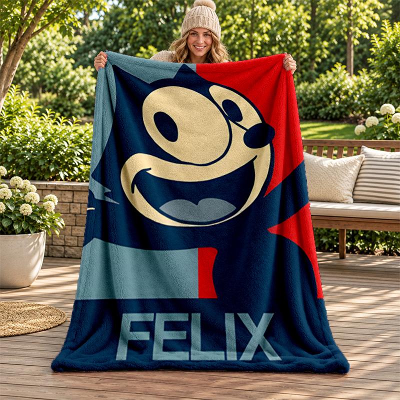 Felix the Cat blanket Flannel Blanket Soft Cozy Plush Throw for Sofa Bed Lightweight Home Decoration Gifts for Christmas various holidays