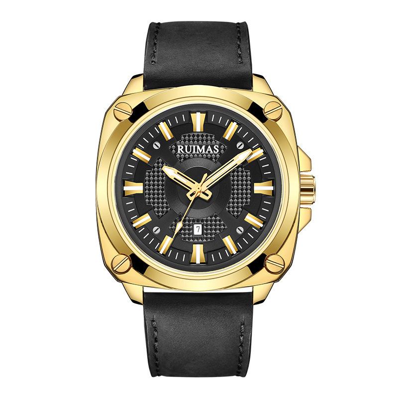 Men S Watch, Stylish And Simple Three-Pin Square Shell Luminous Quartz Watch 303