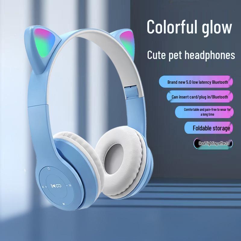 Bluetooth Katzenohren Drahtlose Stereo Gaming Kopfhörer P47M, Geringe Latenz, Sport-Stil