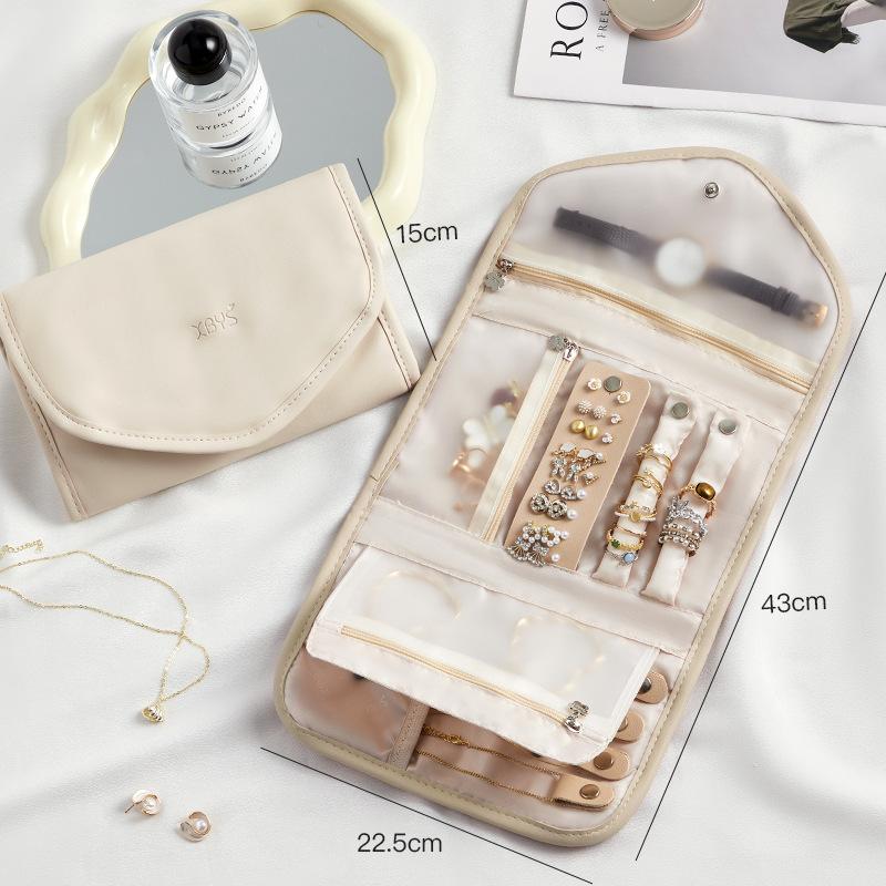 Popular Foldable Jewelry Case Roll Travel Organizer Portable for Journey Earrings Rings Diamond Necklaces Brooches Storage Bag