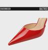 European & American High Heel Pointed Patent Leather One-Strap Sandals with Sexy Hollow Design