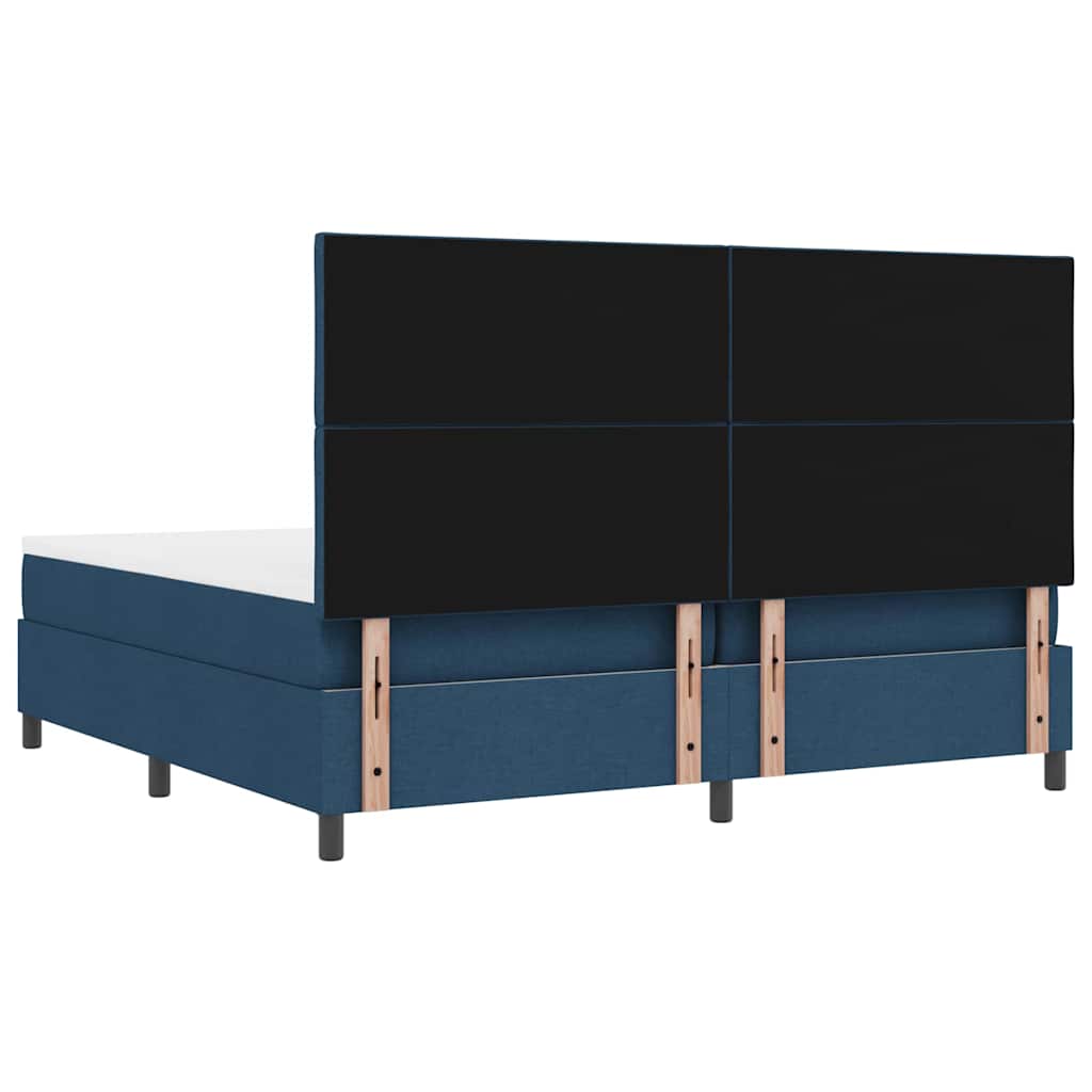 Box Spring Bed with Mattress and Headboard Blue 200 x 200 cm Fabric