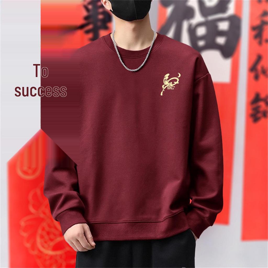 Schweres Herren-Sweatshirt mit Rundhalsausschnitt – Trendiger Pullover im Hongkong-Stil für Frühling und Herbst.
