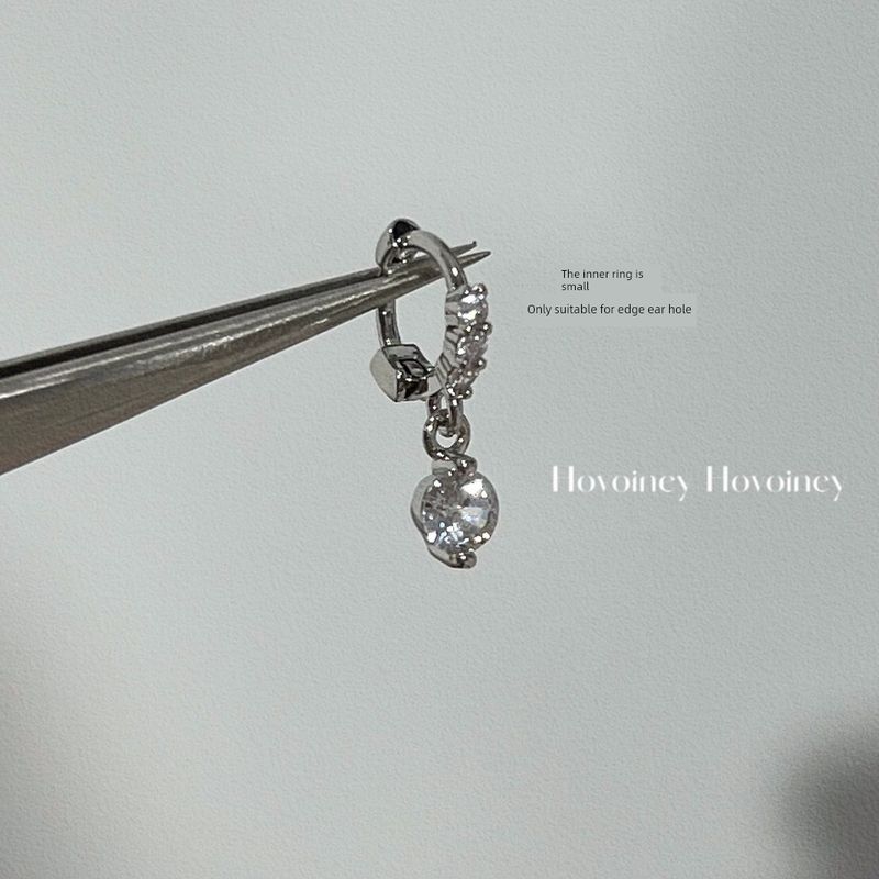 

Super Flash Water Drop Pendant round Diamond Small Ears Female Zircon Droplet zircon earring single