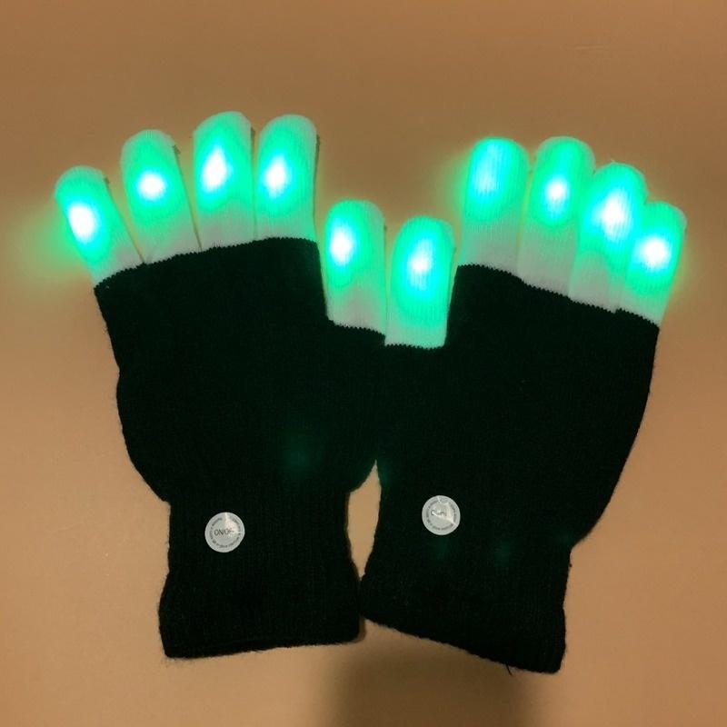 1Pair LED Flashing Magic Gloves Colorful Finger Glowing Glove For Kids Adult LED Colorful Gloves Bar Party Colorful Gloves