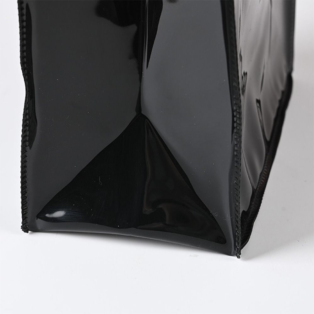 1pc Fashion Black Gift Bag Transparent PVC Handhold Packaging Tote Large Capacity Square/Round Handle Shopping Bags
