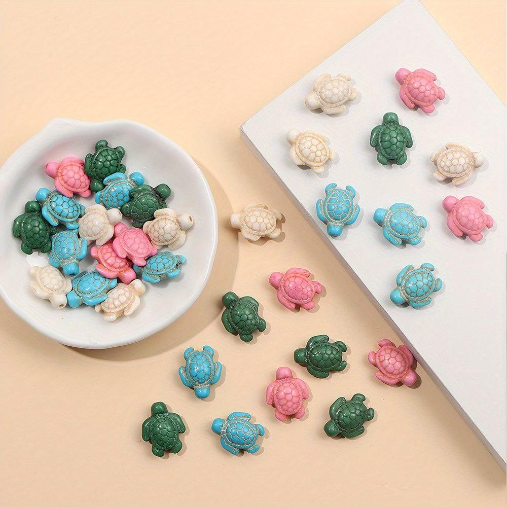 20/50/100pcs Stone Turtle Beads Bulk Marine Animal Beads Multi colored Turtle Beads, Marine Turquoise Beads Jewelry DIY Making Bead Kit