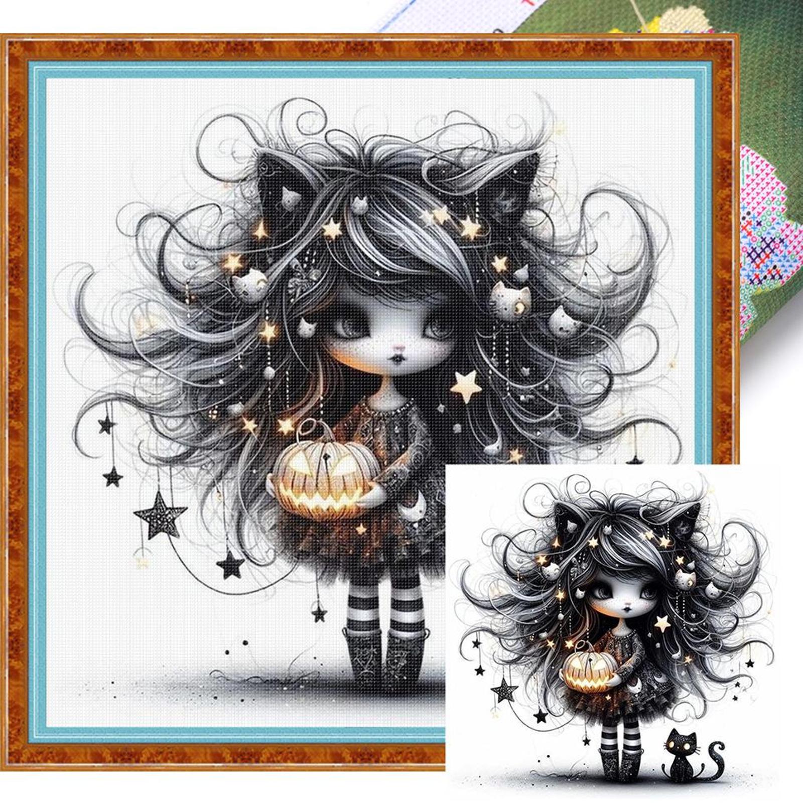 

Набор для вышивания крестом с принтом «Девочка» 40x40 см Сделай сам 11CT Набор для вышивки Рукоделие Домашний декор