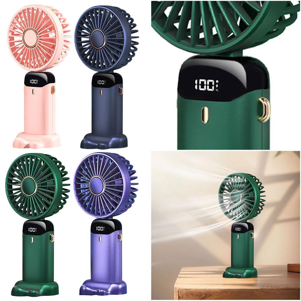 

Portable Handheld Fan Foldable Neck Hanging Fan with Phone Stand and Display Screen Pocket Fan 5 Speed for Home Office Outdoor