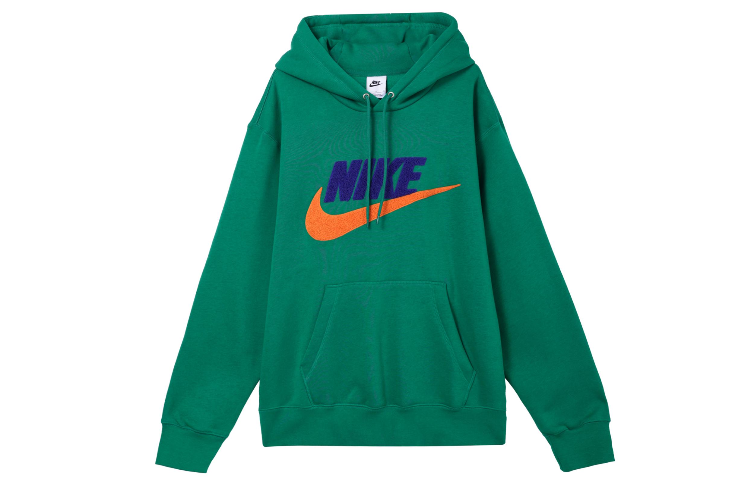 

Nike Club Fleece Letter Logo Print Long Sleeved Fleece Lined Hooded American Vintage Sweatshirt Men s Peacock Green FN3105-365 L