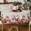 One item, Christmas Happy Tablecloth, featuring modern holiday designs of snowmen, reindeer and Santa Clauszyc