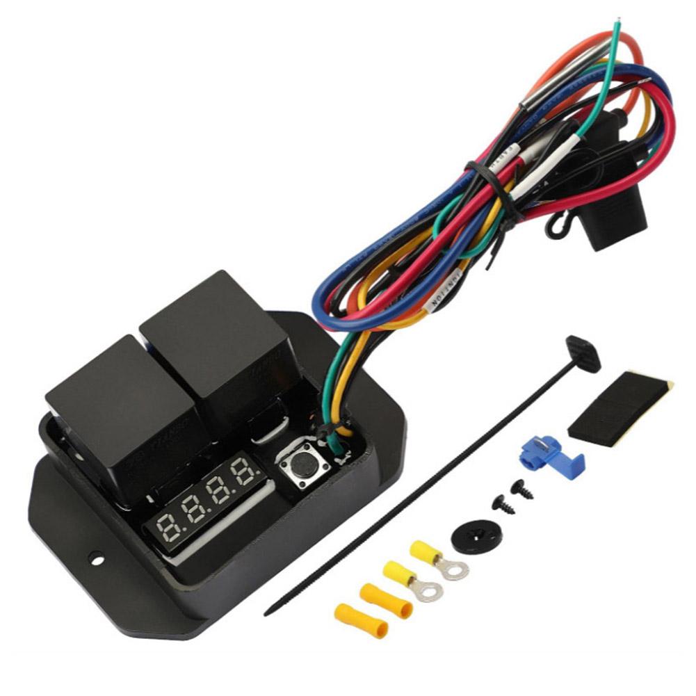 1pc 12/24V Digital Heatsink Fan Switch Kit Adjustable Temperature Dual Fan Control Switch Simple Installation