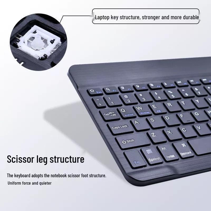 Ultra-thin Silent Multi-device Wireless Bluetooth Keyboard for iPad, Laptop, and Phone - Dual System Compatible.