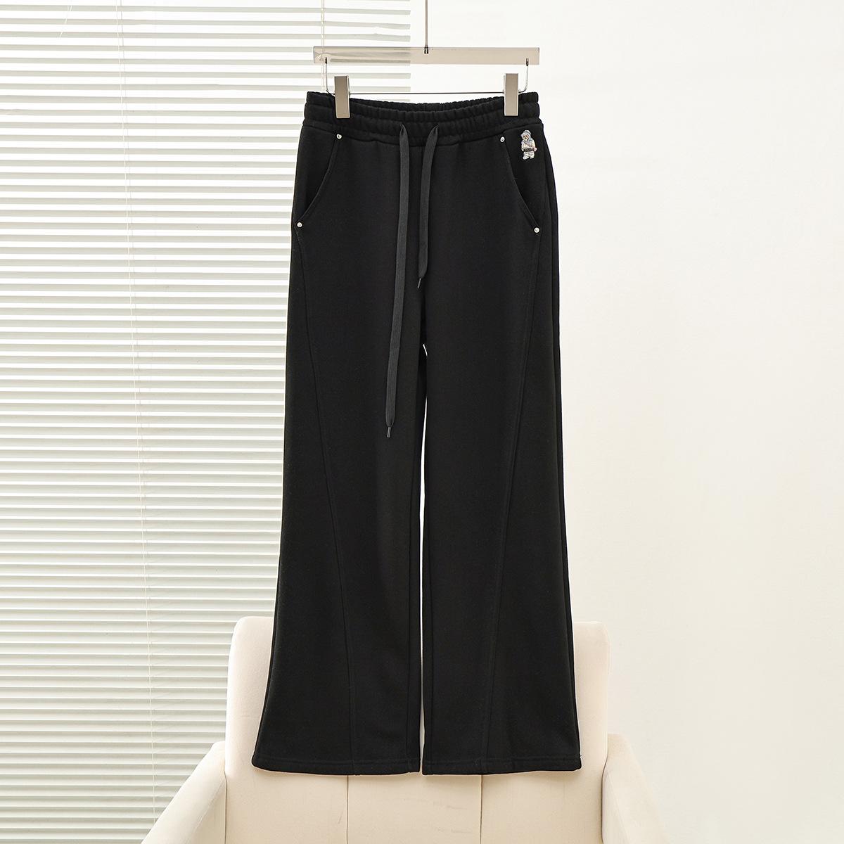 

2025 Autumn/Winter Women s College Style High Waist Velvet Loose Straight Trousers M