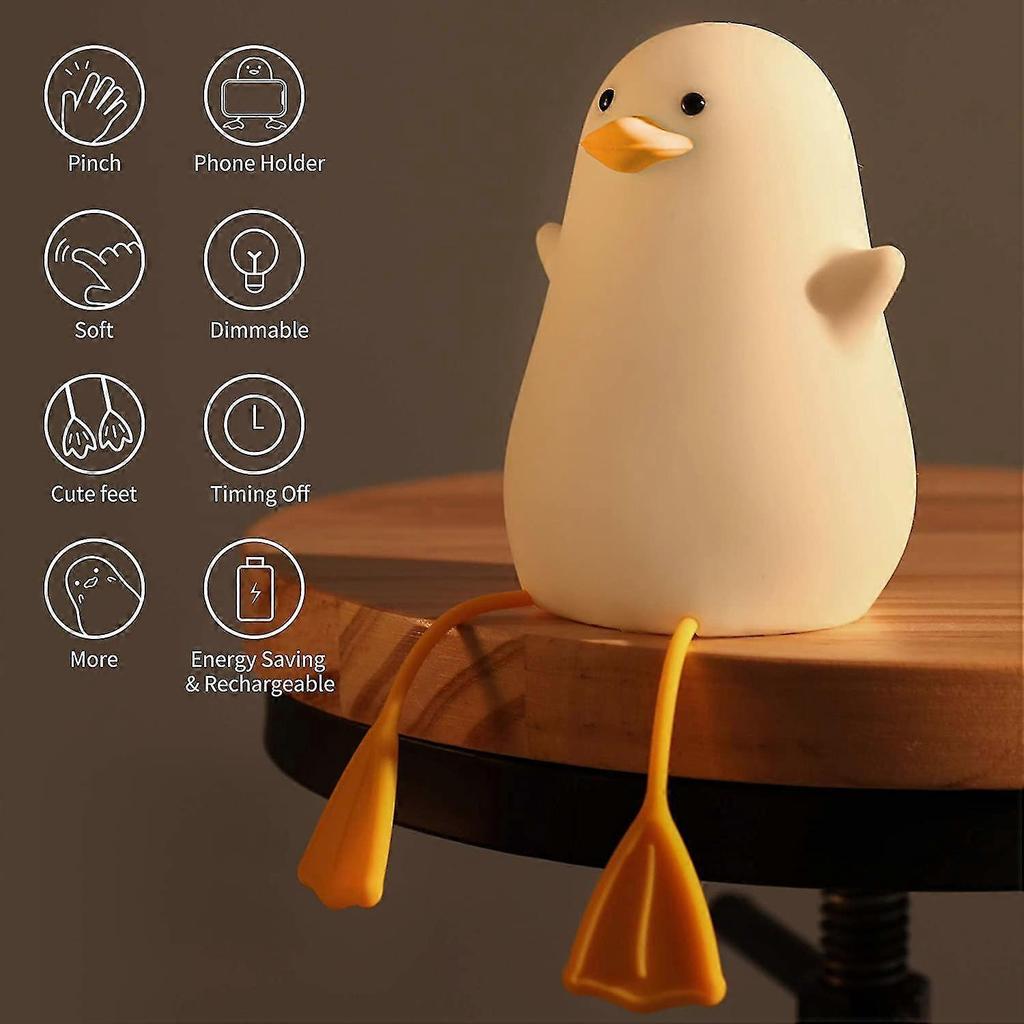 Cute Duck Night Light, Gifts For Women Teen Girls Baby,night Lights For Kids Bedroom, Cute Christmas Seagull Chick Silicone Nightlights For Children T