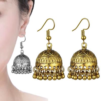 Boho Afghan Ethnic Drop Earrings For Women Pendient Gold Color Gyspy Silver Color Bell Ladies Indian Earring