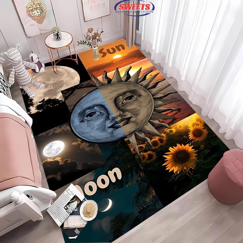 New To Moon and Sun Carpet, Anti-slip Sound Insulation, Add Soft and Comfortable,Living Room Bedroom Office Area Can Be Used Mat