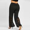 Women Casual Plus Size Lace Loose Wide Leg Leggings Sports Pants
