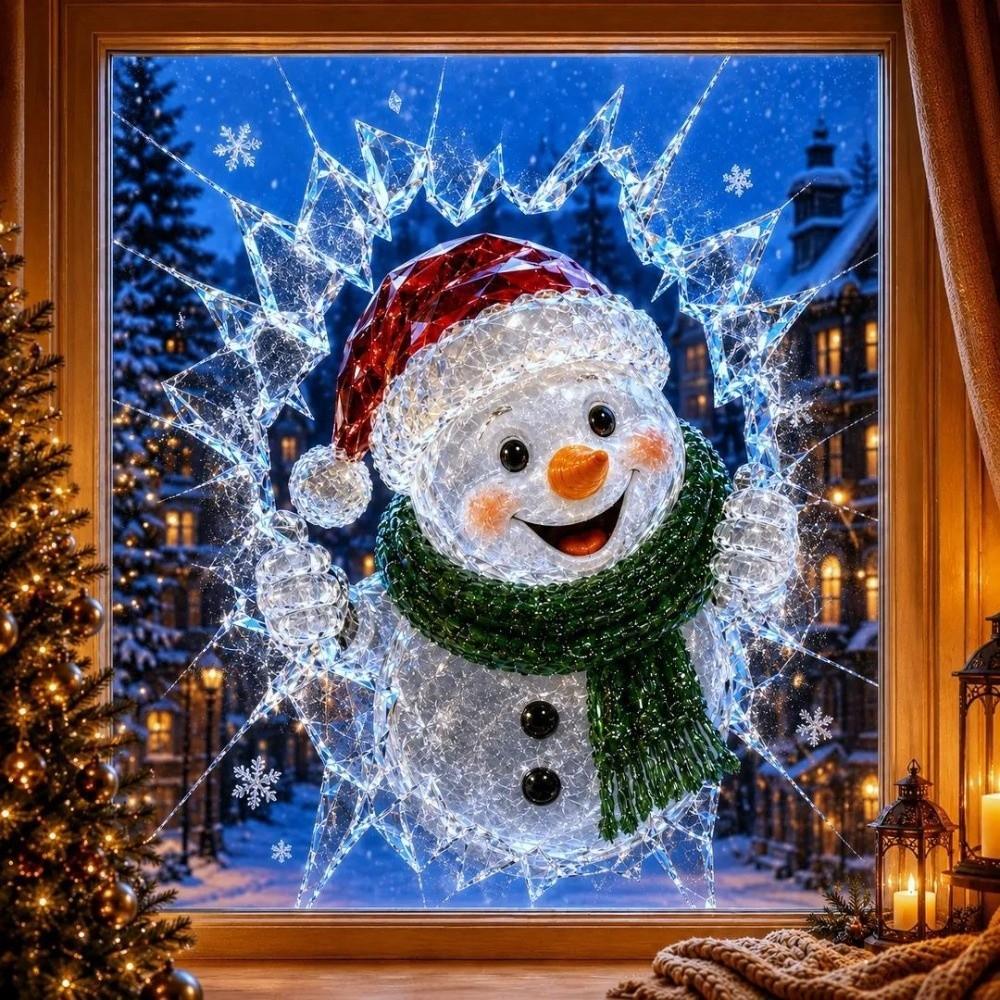PET Window Sticker Reusable Christmas Decoration Creative Christmas Window Decals  Christmas Party