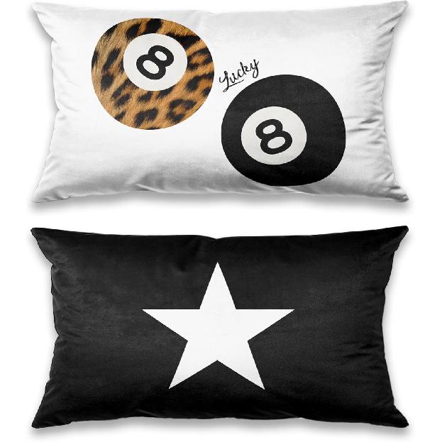 Preppy Star Lucky 8 Ball Cheetah Leopard Print Room Decor Pillow Cover 18x18 Set of 2,Leopard Gifts for Women,Cheetah Print Gifts,Coquette Pillow